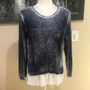 New York & Company Mixed Fabric Cotton Blend Scoop Neck Pullover Sweater-XL